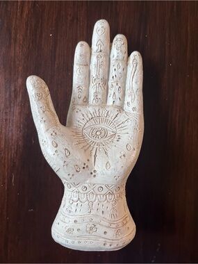 White Resin Hansma Hand Figurine Home Decor Palmistry Energy